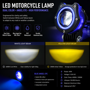 Lámpara LED para Motocicleta, <span class=keywords><strong>Ojo</strong></span> <span class=keywords><strong>de</strong></span> Diablo Rojo, <span class=keywords><strong>Ojo</strong></span> <span class=keywords><strong>de</strong></span> Ángel Azul, 40W, Blanco Ámbar, IP67, Impermeable, Luz <span class=keywords><strong>de</strong></span> Conducción para <span class=keywords><strong>Moto</strong></span>, <span class=keywords><strong>de</strong></span> Fábrica - Product Image 6