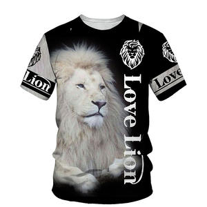 Aslan kral 3D baskı erkekler T-shirt yaz yeni O boyun kısa kollu Tees Tops Streetwear stil erkek giysileri süblimasyon tişörtleri - Product Image 4