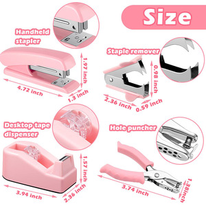 Bview Art 10 pièces <span class=keywords><strong>rose</strong></span> dissolvant de ruban adhésif distributeur trombones ciseaux Kit d'accessoires de <span class=keywords><strong>bureau</strong></span> pour accessoires de <span class=keywords><strong>bureau</strong></span> - Product Image 2
