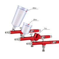 Pistolet de pulvérisation pneumatique Sicopro MINI avec buses de 0,5 mm/0,3 mm et ensemble de gobelets de 7 cc/20 cc/40 cc AR-131