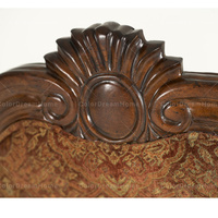 Chaise de salle à manger de style américain, en bois sculpté, luxueuse, avec revêtement en cuir véritable antique.