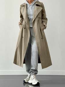Trench Coat da <span class=keywords><strong>Donna</strong></span> Taglie Forti Monopetto Stile Islamico Moderno Golden Mean <span class=keywords><strong>Abbigliamento</strong></span> all'Ingrosso - Product Image 1