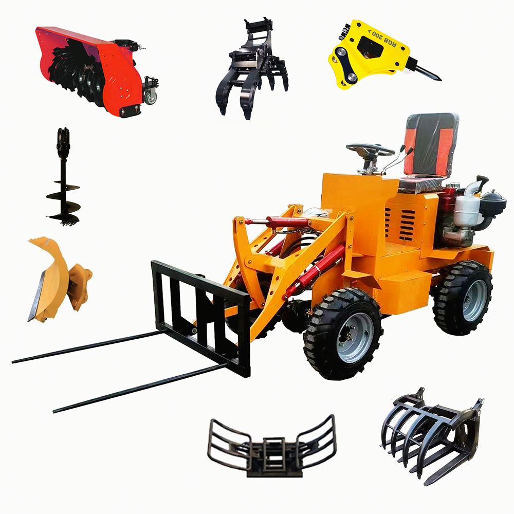 Pequeno/mini compacto 4WD Articulado Front End Trator 0.5ton/1 Ton Telescopic for Farming/construção Carregadeiras de rodas Europa