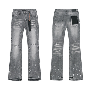 Heren Hoge Kwaliteit Vintage Laars Cut Rechte Denim Jeans Zomer High Street Tag Geborduurd Effen Odm Duurzaam Katoen Hoog - Product Image 1