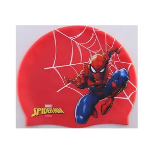 热卖卡顿蜘蛛侠儿童长发复古定制标志软100% 硅胶泳帽