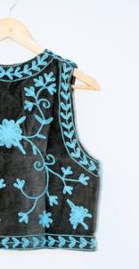 Chaleco Corto de Terciopelo de Algodón Bordado a Mano Estilo Bohemio para Mujer, Floral, Sin Mangas, Ecológico, Transpirable, Ligero e Informal - Product Image 3