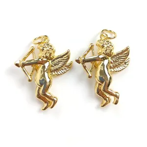 Fashion Jewelry 18k Real Gold Plated micro pave Little Lovely Cupid Angel with Arrow Pendant Charm Necklace Jewelry making Sets