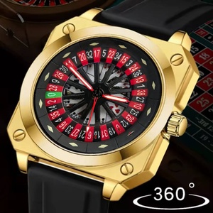 นาฬิกาควอตซ์ธุรกิจผู้ชาย สายซิลิโคน ตัวเรือนโลหะผสม หน้าปัดสี่เหลี่ยม นาฬิกาผู้ชายสีแดงคาสิโน โป๊กเกอร์ รูเล็ต - Product Image 2