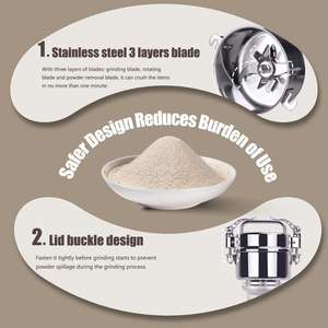 เครื่องบดไฟฟ้าขนาดเล็กสำหรับใช้ในครัวเรือน BOOU 100 กรัม ราคาประหยัด ผลิตจากสแตนเลส 430 สำหรับบดเครื่องเทศ สมุนไพร พริกแห้ง - Product Image 4