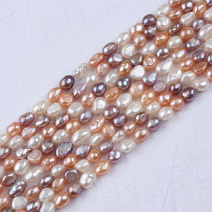Zhuji 8-9mm Natural Freshwater String Two Sided Light Straight Hole White Baroque <b>Beads</b> <b>for</b> DIY Necklace <b>Bracelet</b> Wholesale - Product Image 4