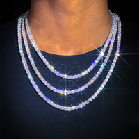2.0MM-6.5MM Moissanite Tennis Chaîne Collier En Argent 925 avec Placage Or 18K Glacé Hip Hop Bijoux Personnalisé Tennis Chaîne