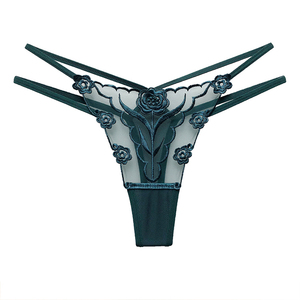 Tangas sexys de encaje europeo para mujer, con bordado, malla transparente, finas, talla grande, sin costuras, tipo T-string, muy vendidas. - Product Image 6