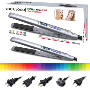 Plancha de Pelo Profesional MAC <span class=keywords><strong>Styler</strong></span> Premium Silver Master Grade, Temperatura Ajustable LCD Máx. 450F, CE RoHS, Plancha de Peinado Suave para Salón - Product Image 4