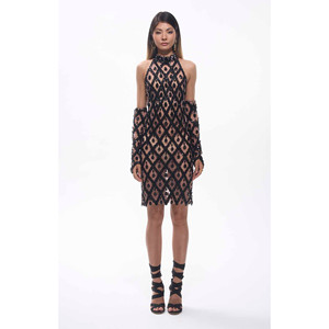 Robe mini ornée de diamants Parry, noire - Product Image 1