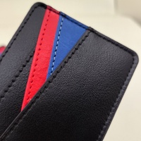 Dompet Kartu Kredit Kulit PU Hitam Tipis Ringan Kustom dengan Banyak Kompartemen untuk Penggunaan Sehari-hari
