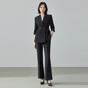 Mi Xing Women's Suit Set 2025 Summer Thin Style Solid Color Professional Formal Jacket Pants Set - Product Image 2