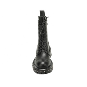 Bottines rétro pour femmes Moncheer, style western formel, avec talon carré, lacets, hauteur accrue et fermeture éclair latérale - Product Image 4