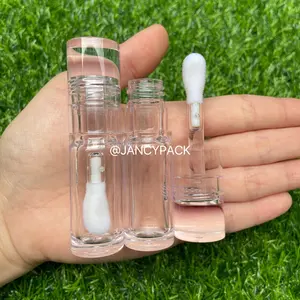 Full Transparent Clear Empty 5.5ML Lip Gloss Bottle Round PET Plastic Lip Gloss Tube big wand lip plumper tubes packaging