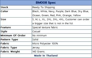 Blueman Camisetas deportivas básicas Unisex Cuello redondo Micro Poliéster 100% Tela de textura especial BM008 Best Seller de Tailandia - Product Image 4