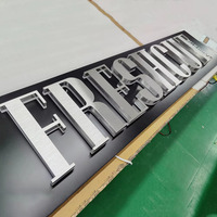 Lettres en relief personnalisées pour extérieur en métal chromé brossé 3D, acier inoxydable, acrylique, avec rétroéclairage LED pour boutique