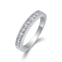 Bague en moissanite empilable pour femme, style coréen simple et élégant, incrustation géométrique/circulaire, inaltérable, tendance, style bureau