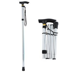 Bâton de marche télescopique en alliage d'aluminium Saixin, pliable en 5 sections, pour la randonnée en plein air, pour personnes âgées, couleur unie - Product Image 4