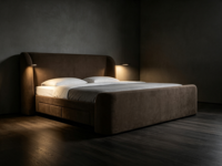 Lit plateforme rembourré FERLY avec tiroirs, confort moderne, rangement pour chambre à coucher