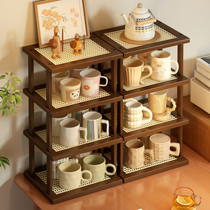 Soporte para tazas de escritorio, organizador de almacenamiento multifuncional, rectangular, independiente, para escritorio, estilo sencillo, soporte para tazas de agua, café y té - Product Image 4