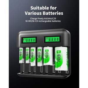 Piles rechargeables EBL haute capacité, lot de 4, 1,2 V, 10 000 mAh, avec chargeur de batterie intelligent à écran LCD pour Ni-MH AA AAA C D - Product Image 2