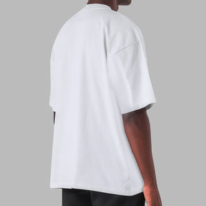T-shirts lourds de luxe pour hommes Streetwear T-shirts unis à épaules tombantes 200 grammes coton unisexe surdimensionné t-shirt blanc - Product Image 4