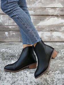 Stivali da Donna Stile Britannico Taglie Forti Nuovi Stivali Invernali Foderati in Pile <span class=keywords><strong>con</strong></span> Punta Affusolata e Cerniera Posteriore a V - Product Image 6
