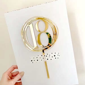 Adorno <span class=keywords><strong>de</strong></span> Pastel <span class=keywords><strong>de</strong></span> Acrílico Dorado con el Número 18 para Adolescentes, para Decoración <span class=keywords><strong>de</strong></span> Fiestas <span class=keywords><strong>de</strong></span> Cumpleaños Número 18, Bodas, Aniversarios, Graduaciones - XQA0004 - Product Image 2