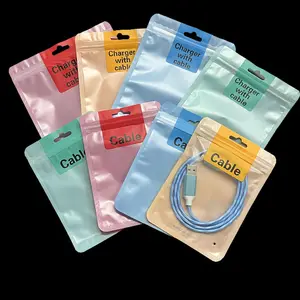 कस्टम प्लास्टिक जिपर बैग डेटा लाइन पैकेजिंग यूएसबी केबल पैकिंग फोन केस लक्जरी प्लास्टिक पैकिंग बैग