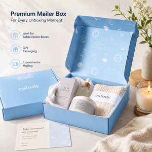 Caja de Cartón Corrugado Reciclable Azul Claro con Impresión Personalizada y Relieve para Envío de Regalos de Cosméticos y Cuidado de la Piel - Product Image 4