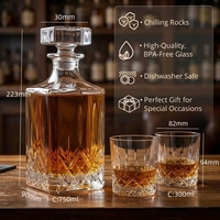 Shunstone - Juego de Regalo de Decantador de Whisky de Cristal Estilo Antiguo de 750 ml y Vasos de Whisky para Hombres Amantes del Whisky y el Bourbon