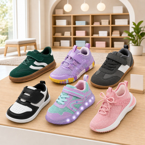 Zapatillas deportivas de malla con luces para niñas, con diseño de velcro y cordones, para todas las estaciones, para niños, precio al por mayor - Product Image 1