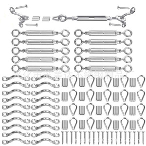 Kit de garde-corps en câble d'acier inoxydable avec tendeurs et clips pour garde-corps de sécurité extérieurs - Product Image 1