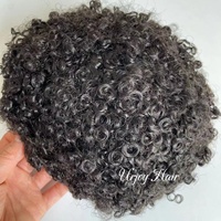 Perruques bouclées pour hommes, postiche en cheveux naturels, noir, durable, 15mm, pour les hommes de l'Amérique africaine, 100%