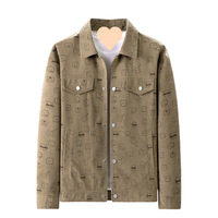 Veste en velours côtelé pour homme, collection Printemps-Automne 2025, haut de gamme, épaisse, coupe ample, polyvalente, tendance, grande taille, motif dessin animé, simple boutonnage