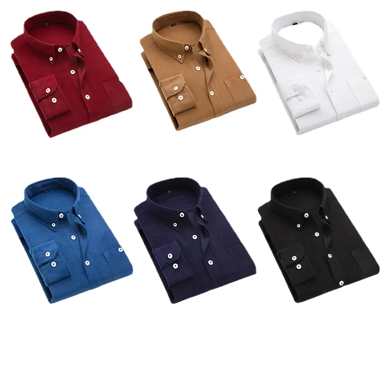 Spring and autumn corduroy shirt men's base slim middle-aged inch business casual long-sleeved