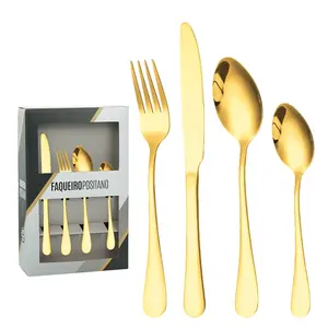 GEMEI Premium Stainless Steel Flatware Mirror Polished Cutlery Durable Home Kitchen Eating Fork Knife Spoon Utensil Set For 6