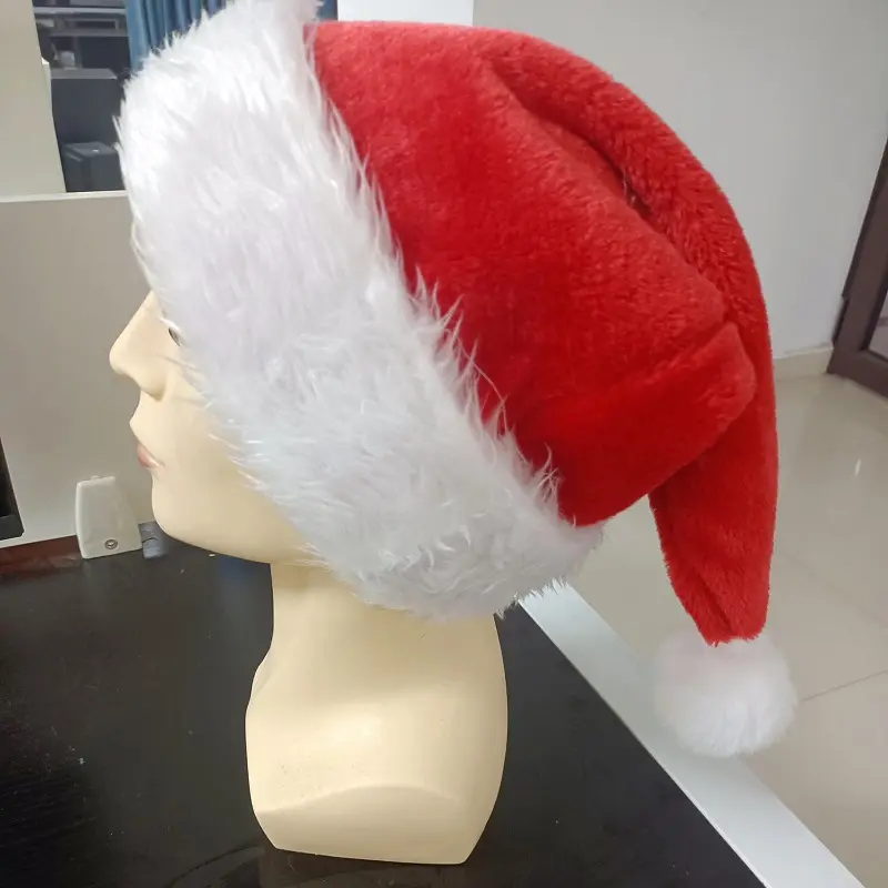 Sombrero de Papá Noel de Navidad unisex de felpa gruesa Blanca Roja con felpa