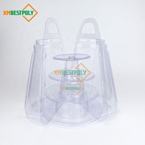 卸売4段マカロンタワー スタンド 透明プラスチック製デザートビスケットディスプレイラック キャリーボックス付き - Product Image 6