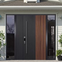 Modèles personnalisés de style d'entrée en bois de grande taille en acajou Double entrée principale en bois massif Portes d'entrée extérieures