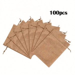 Wholesaler Printed Eco-Friendly Customizable Small Jute Burlap Drawstring Gift Bag - Product Image 4