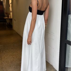 Vestido de playa OEM al por mayor con tirantes finos, nuevo diseño sexy sin espalda con contraste de color para mujer - Product Image 2