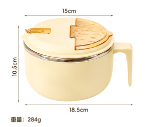 Boîte à lunch pratique en acier inoxydable avec poignée, couvercle en plastique nordique, écologique, 1200 ml, design rond détachable pour aliments - Product Image 4