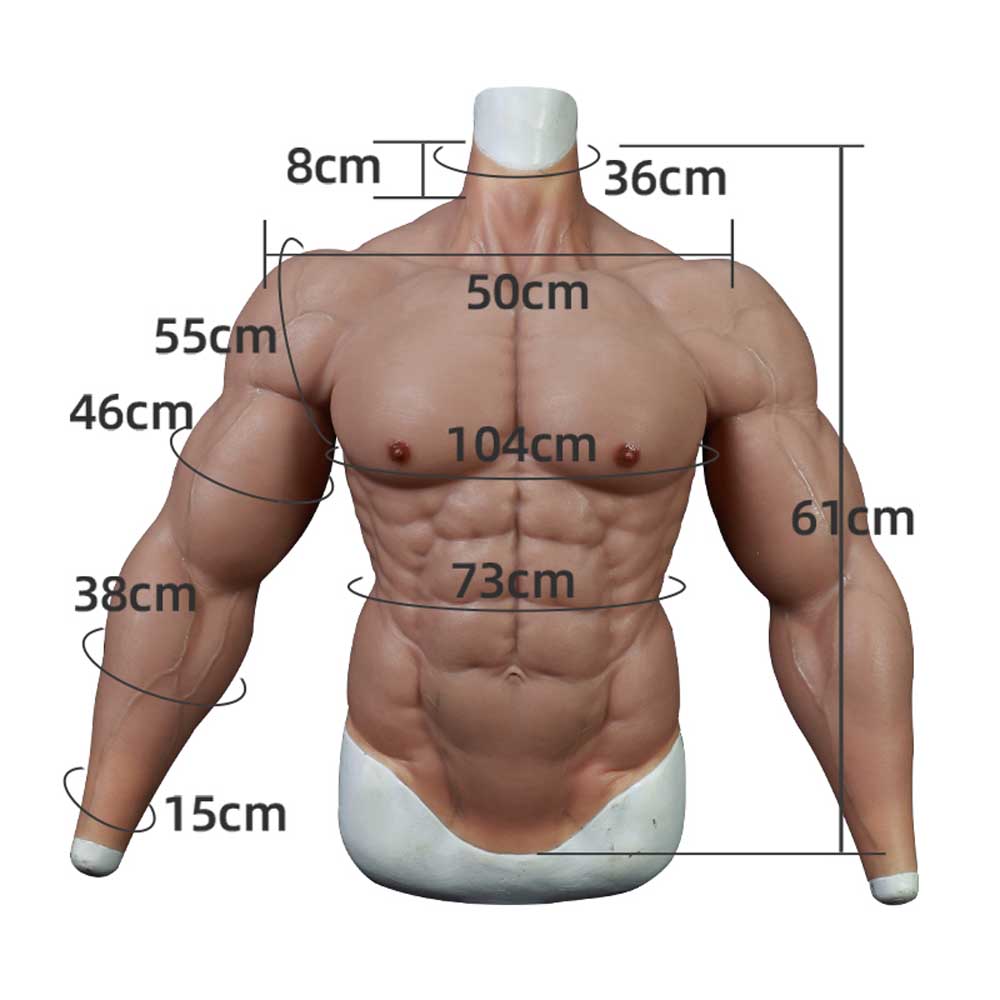 腕付きマッチョシリコンマッスルスーツリアルな腹筋偽の胸コスプレ
