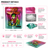 Sachet Mylar Découpé sur Mesure de Qualité Alimentaire 3,5g, Anti-Odeur, Refermable avec Fermeture Éclair, Pochette Personnalisée en Feuille d'Aluminium pour Bonbons et Snacks