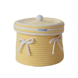Yuttii <b>Knit</b> Woven <b>Storage</b> Basket Round With Lid Handmade Toy Organizer Decorative Basket For Desktop Sundries <b>Storage</b> - Product Image 3